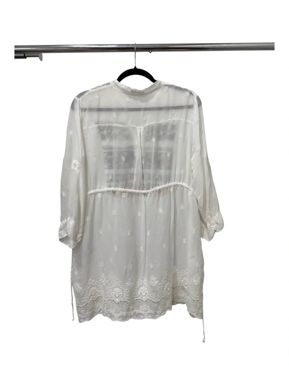 Johnny Was White Embroidered Boho Tunic Blouse Medium Cupra Rayon - Picture 2 of 7